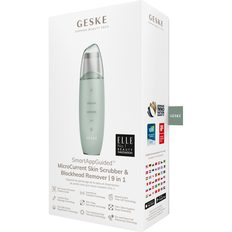 Мікрострумовий скрабер для шкіри та усунення чорних точок GESKE MicroCurrent Skin Scrubber&Blackhead Remover 9 в 1 green