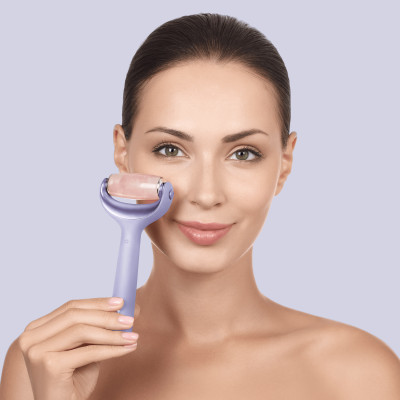 Ролер для голкової мезотерапії обличчя та тіла GESKE MicroNeedle Face&Body Roller 9 в 1 purple