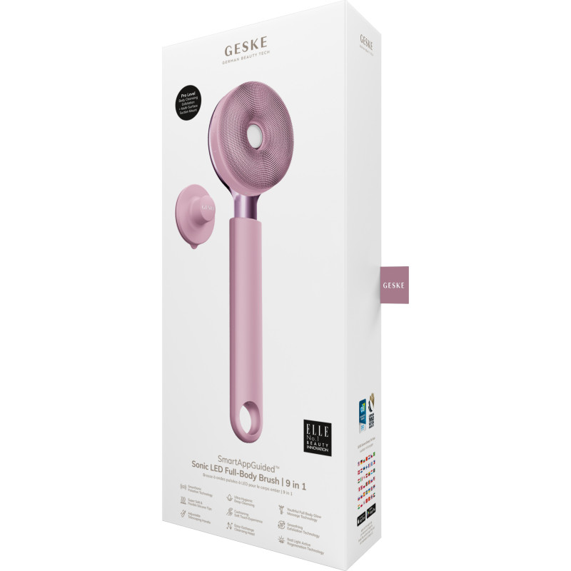 Звукова світлодіодна щітка для всього тіла GESKE Sonic LED Full-Body Brush&Intensive Exfoliator pink