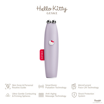 Мікрострумова ручка для підтяжки обличчя GESKE MicroCurrent Face-Lift Pen by Hello Kitty purple