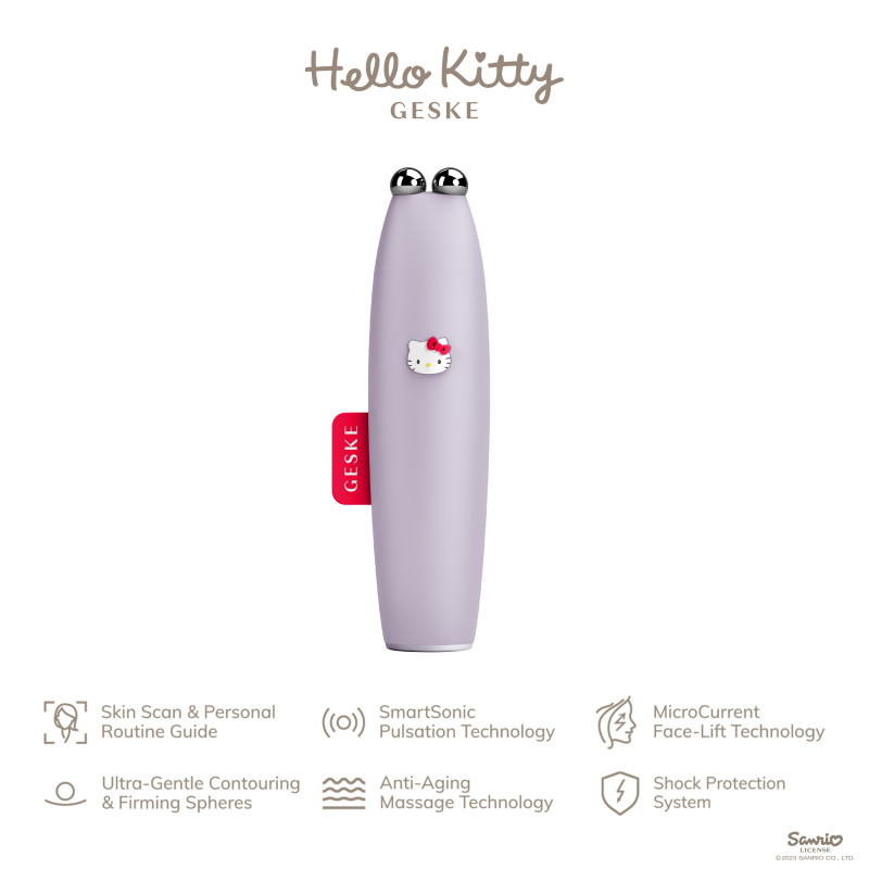 Мікрострумова ручка для підтяжки обличчя GESKE MicroCurrent Face-Lift Pen by Hello Kitty purple