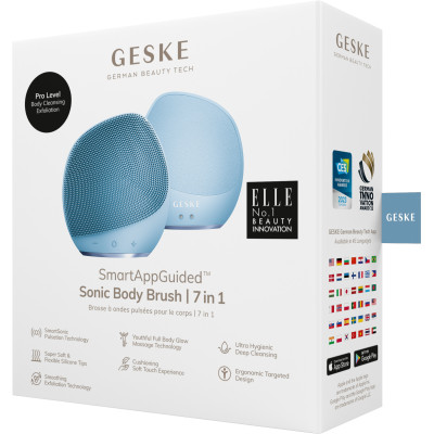 Ультразвукова щітка для тіла та інтенсивний пілінг GESKE Sonic Body Brush&Intensive Exfoliator 7 в 1 aquamarine