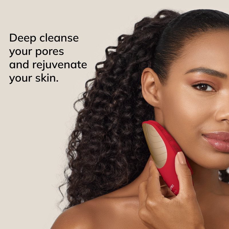 Електронна звукова термощітка для обличчя GESKE Sonic Thermo Facial Brush 6 в 1 red