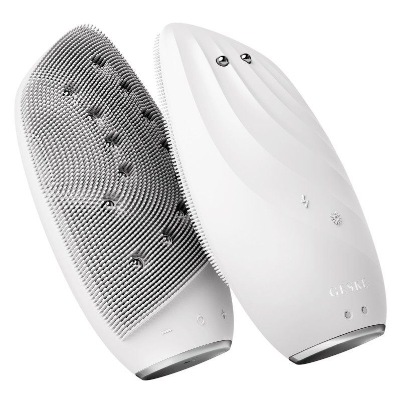 Очищувальна щітка для обличчя GESKE Sonic Thermo Facial Brush&Face-Lifter 8 в 1 white