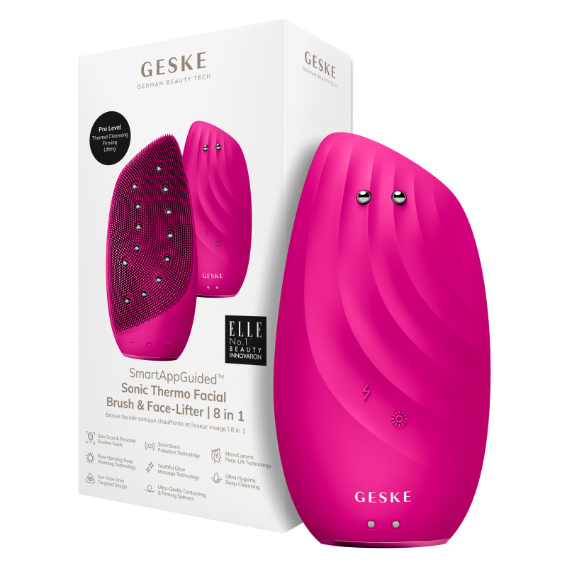 Очищувальна щітка для обличчя GESKE Sonic Thermo Facial Brush&Face-Lifter 8 в 1 magenta