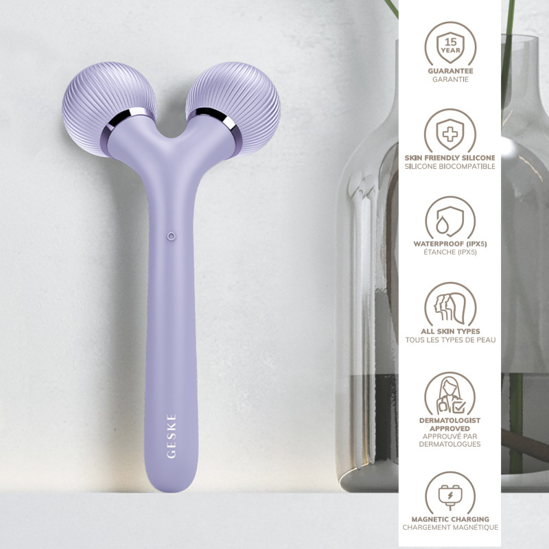 Електронний ультразвуковий ролик для обличчя та тіла GESKE Sonic Facial&Body Roller 4 в 1 violet