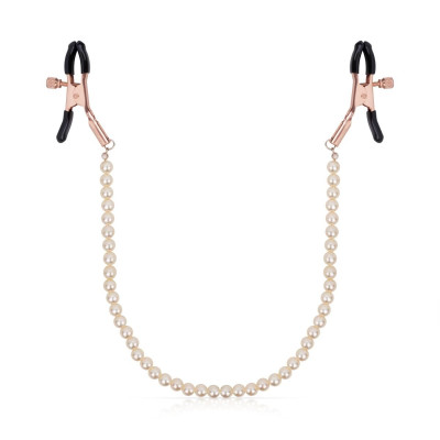 Затискачі для сосків з перловим ланцюжком Rosy Gold - Nipple Clamps Pearls