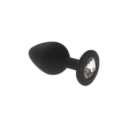 Анальна пробка CRYSTAL Black Silicone Diamond, Розмір: M
