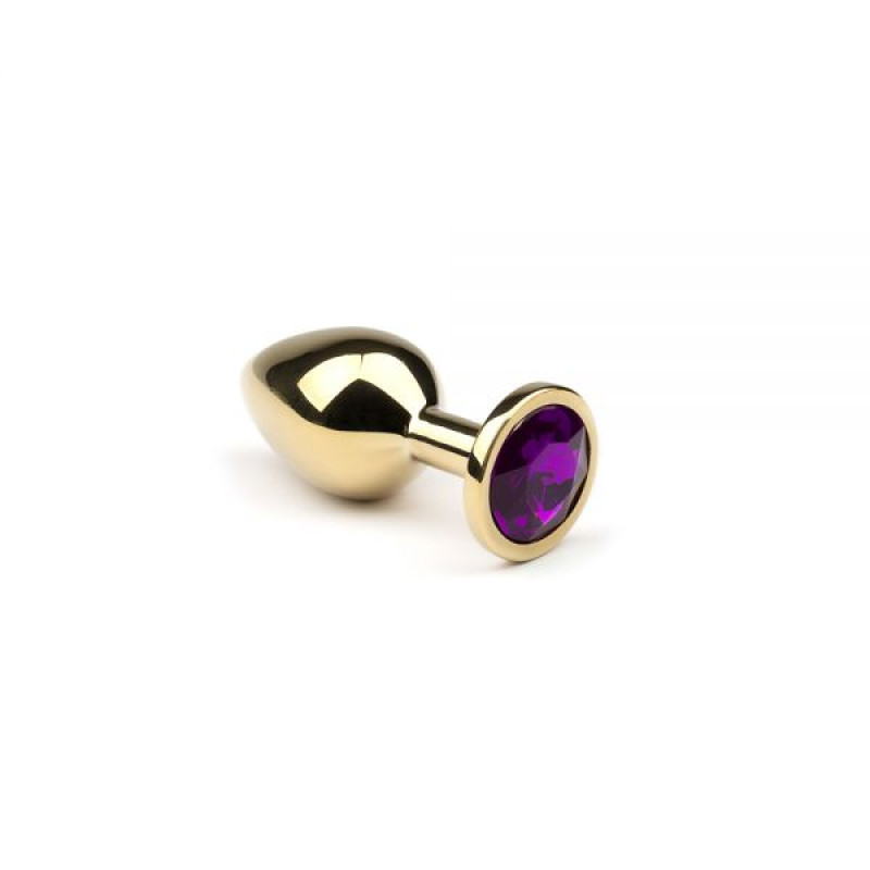 Металева анальна пробка CRYSTAL Gold Amethyst розмір: S