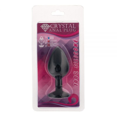 Силіконова анальна пробка зі стразою CRYSTAL Black Diamond розмір: М