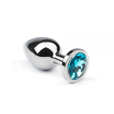 Анальна пробка із металу CRYSTAL Silver Topaz розмір: L