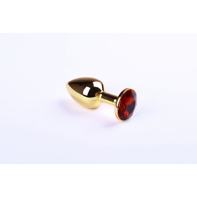 Анальна пробка із металу CRYSTAL Gold Ruby розмір: S