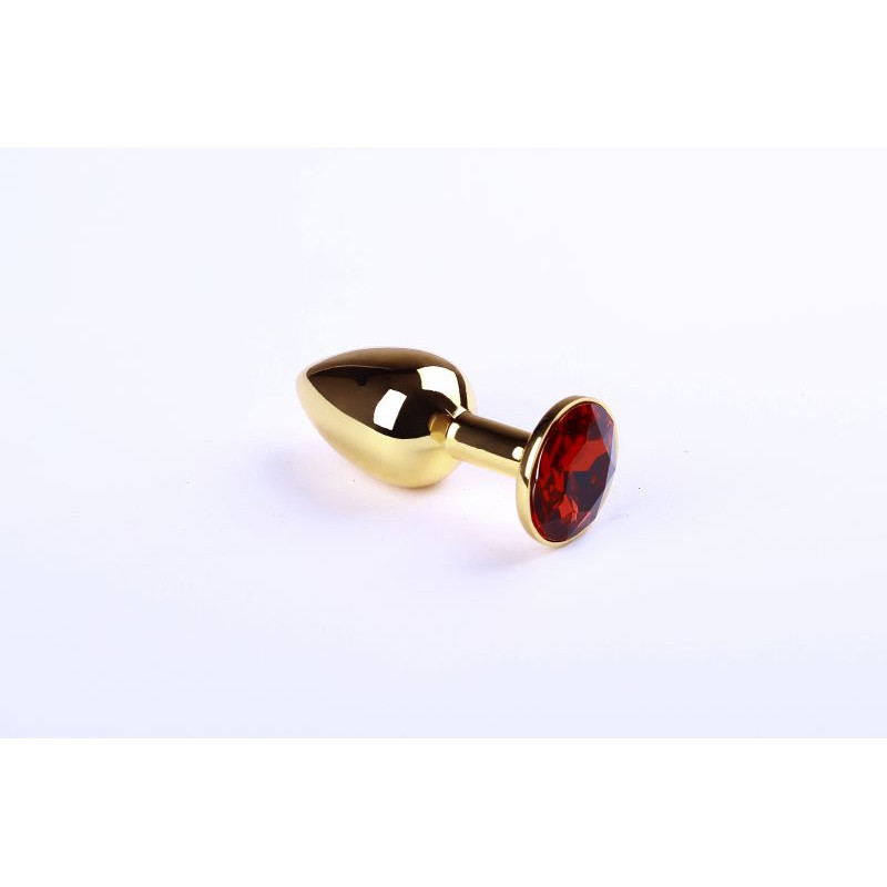 Анальна пробка із металу CRYSTAL Gold Ruby розмір: S
