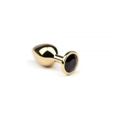 Металева анальна пробка CRYSTAL Gold Black Diamond розмір: S