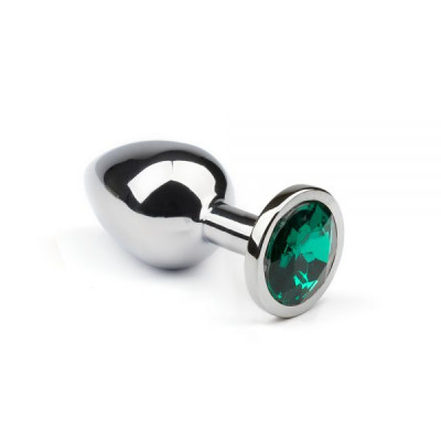 Анальна пробка із металу CRYSTAL Silver Emerald розмір: L