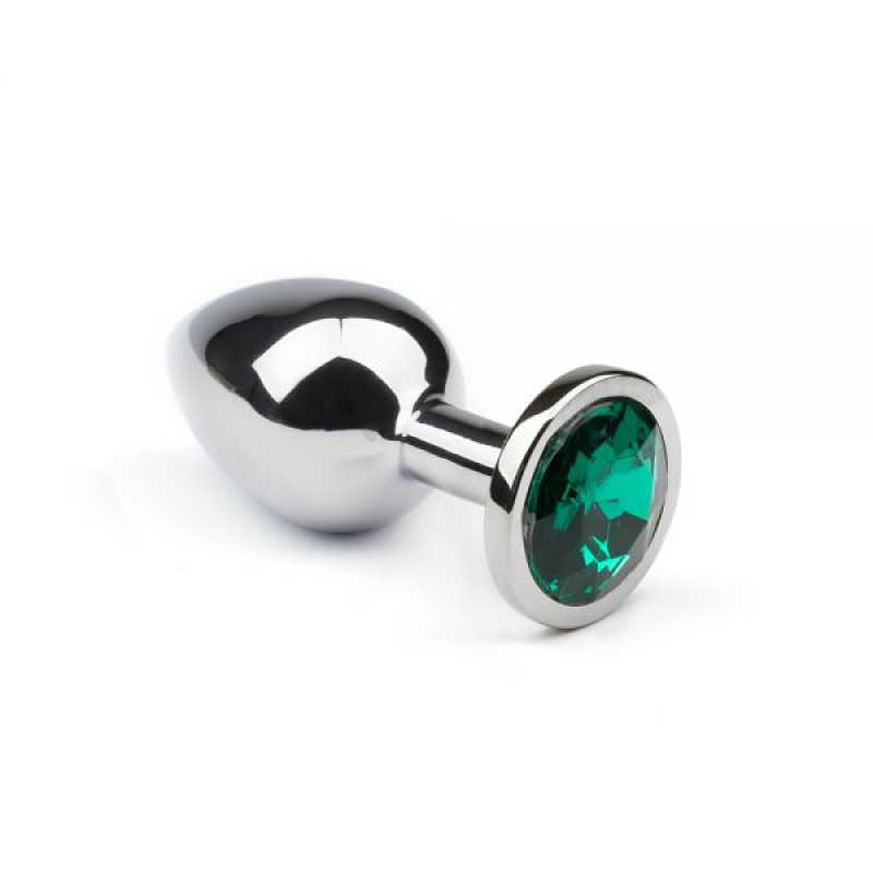 Анальна пробка із металу CRYSTAL Silver Emerald розмір: L