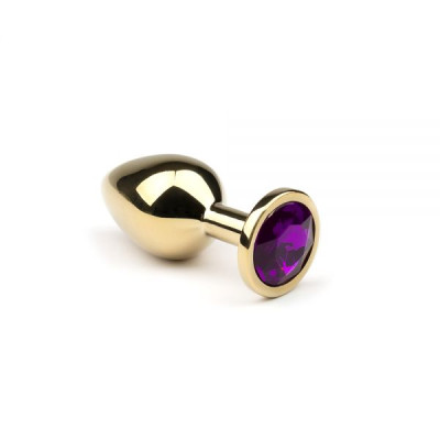 Металева анальна пробка CRYSTAL Gold Amethyst розмір: М