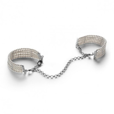 Браслети - наручники PLASIR NACRE білі перли Bijoux Indiscrets