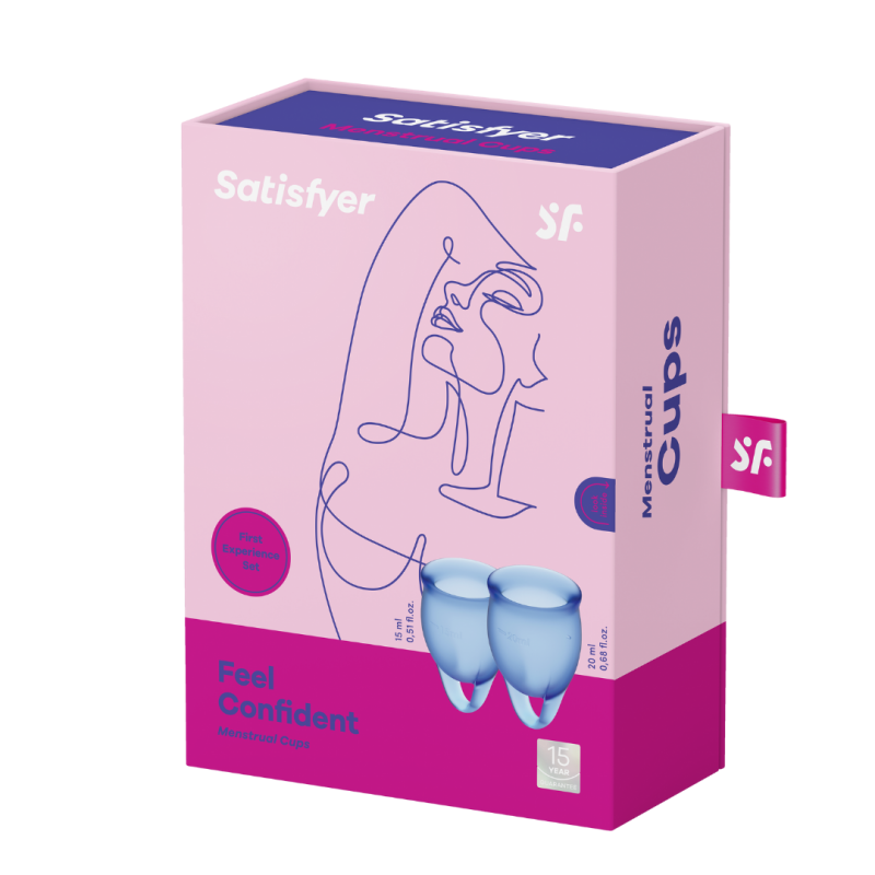 Набір великих менструальних чаш Satisfyer Feel Confident, 15мл та 20мл, мішечок для зберігання