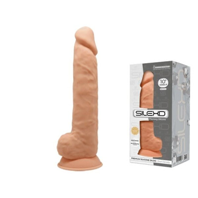 Фалоімітатор SilexD Flesh (MODEL 1 size 10in), двошаровий, силікон+Silexpan, діаметр 5 см