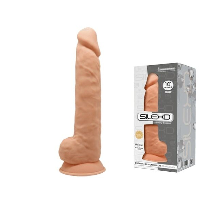 Фалоімітатор SilexD Flesh (MODEL 1 size 10in), двошаровий, силікон+Silexpan, діаметр 5 см